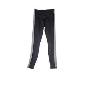Unbranded High Waist Front Zip Contrast Side Panel Leggings Black Grey Small